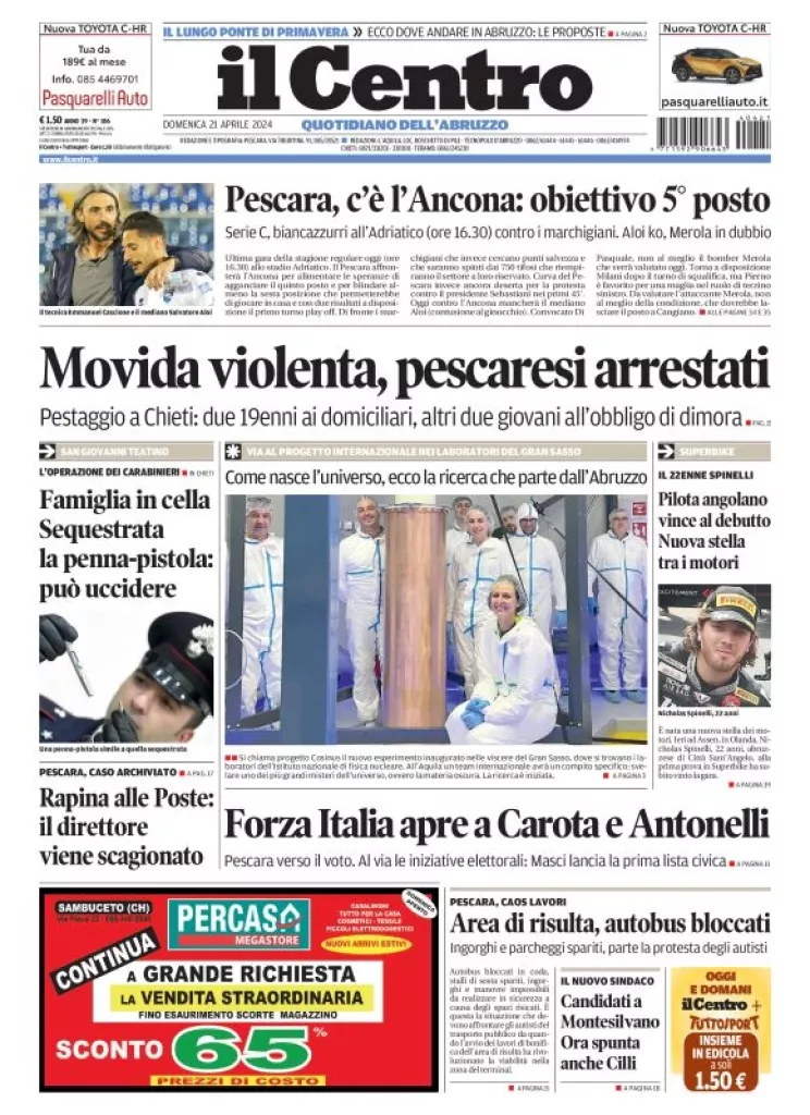 Prima-pagina-il centro-oggi-edizione-del-2024-04-21